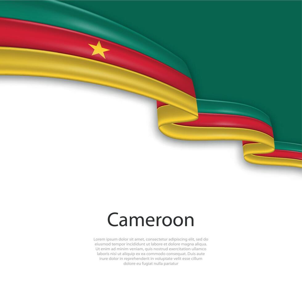 Waving ribbon with flag of Cameroon vector