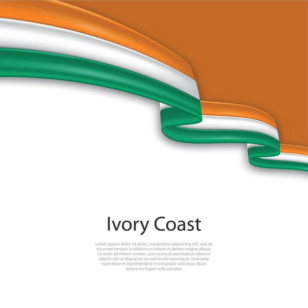 Waving ribbon with flag of Ivory Coast vector