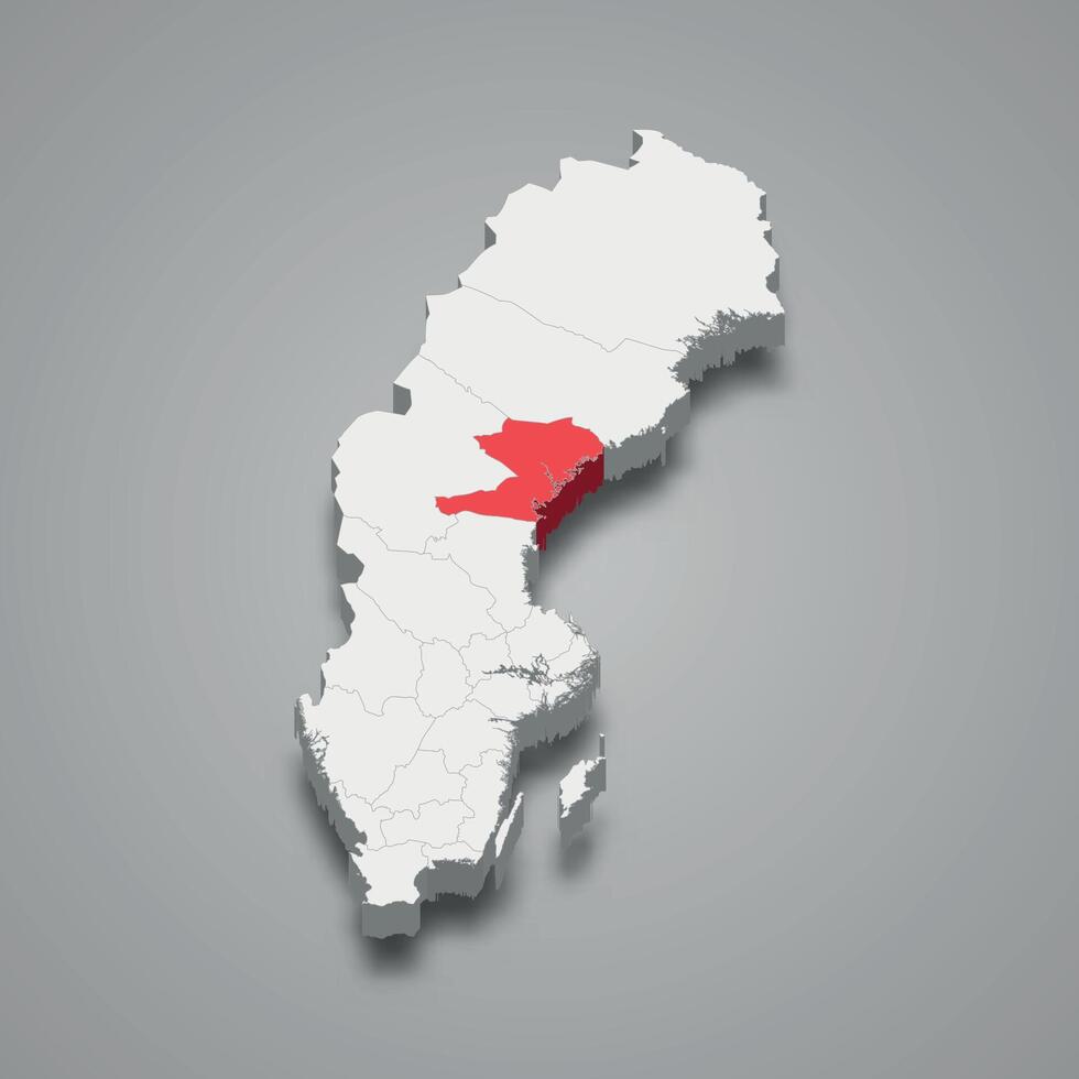 Vasternorrland region location within Sweden 3d map vector