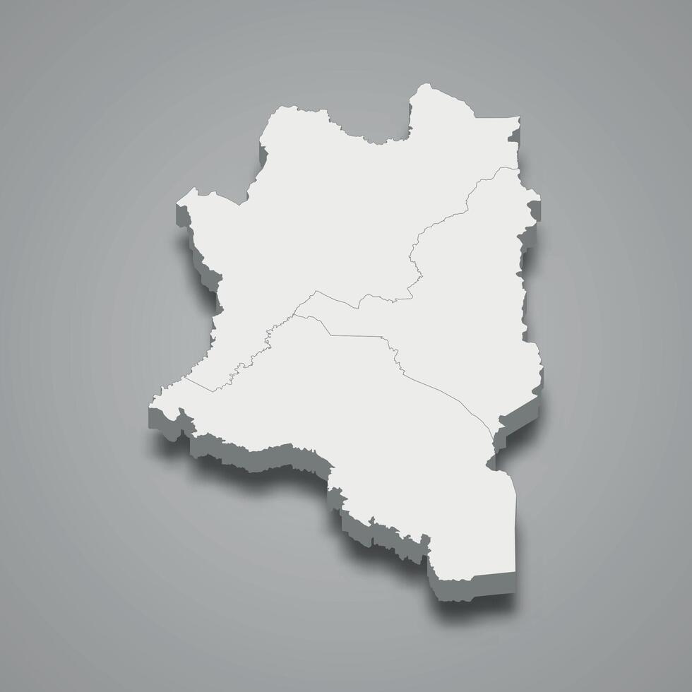 3d isometric map of Montagnes is autonomous districts of Ivory Coast vector
