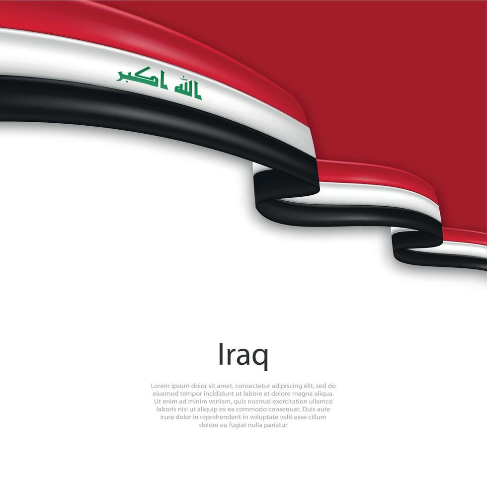 Waving ribbon with flag of Iraq vector