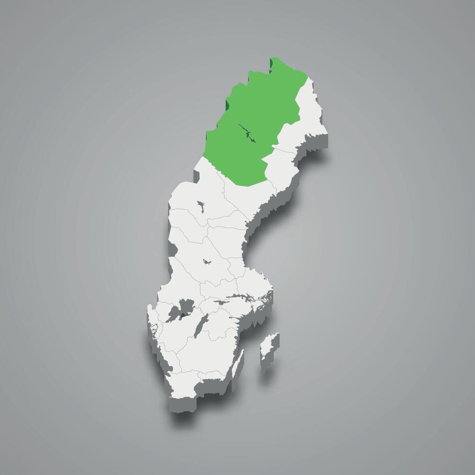 Lappland historical province location within Sweden 3d map vector