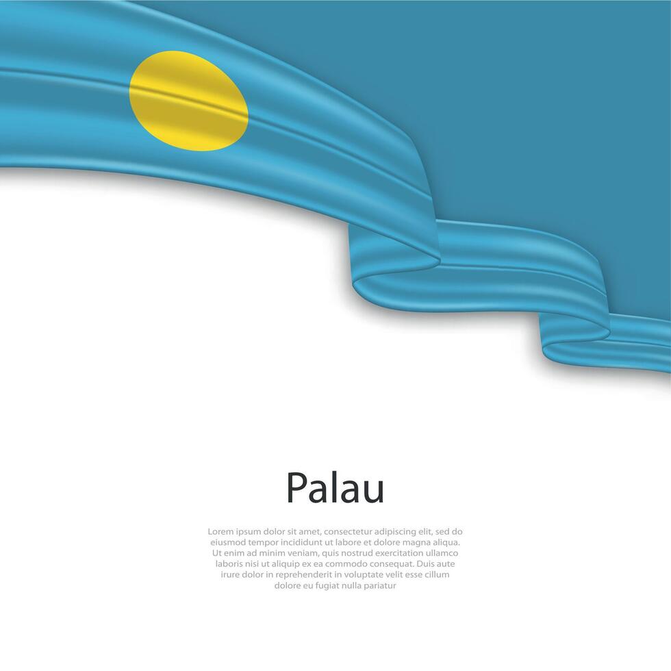 Waving ribbon with flag of Palau vector