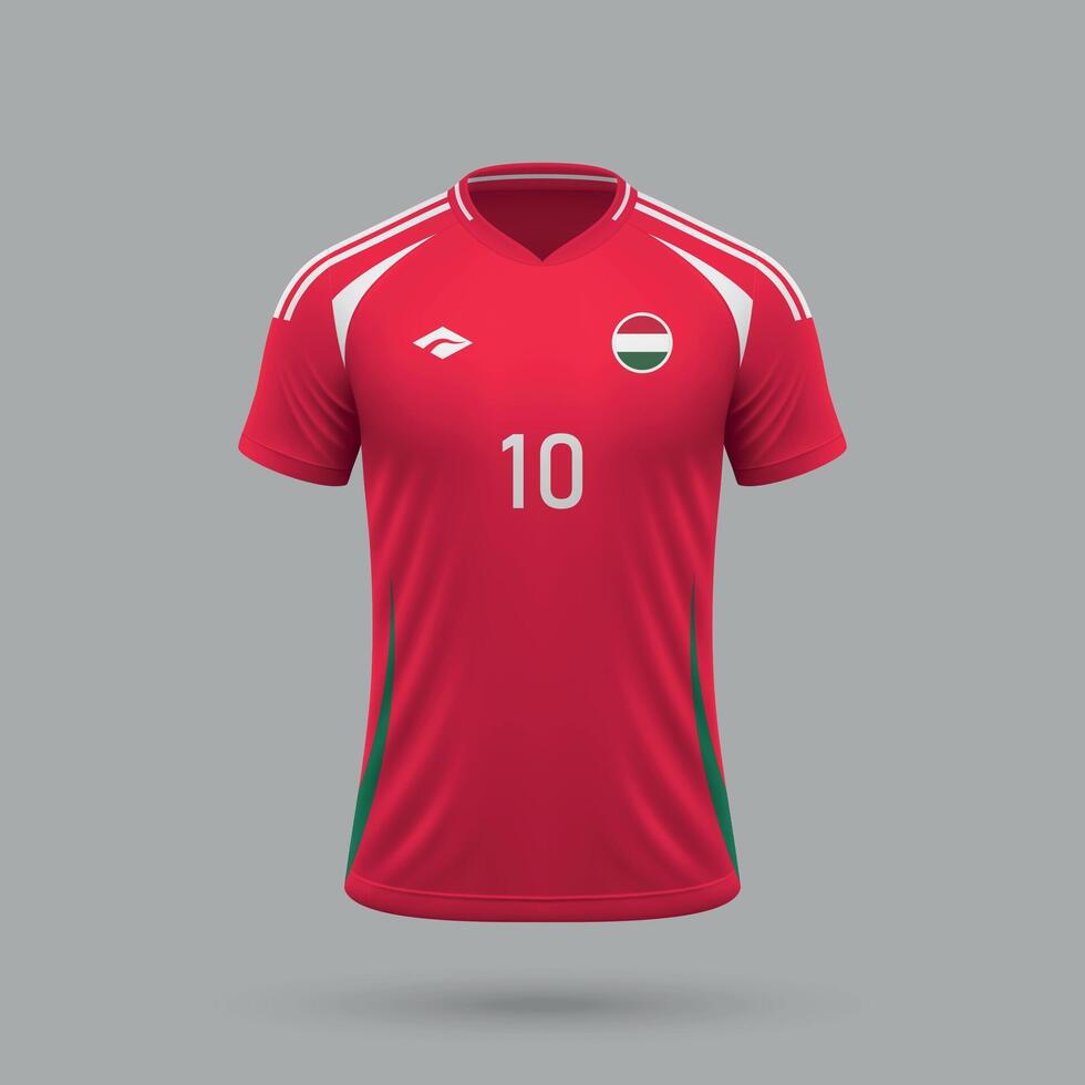 3d realistic soccer jersey Hungary national team 2024 vector