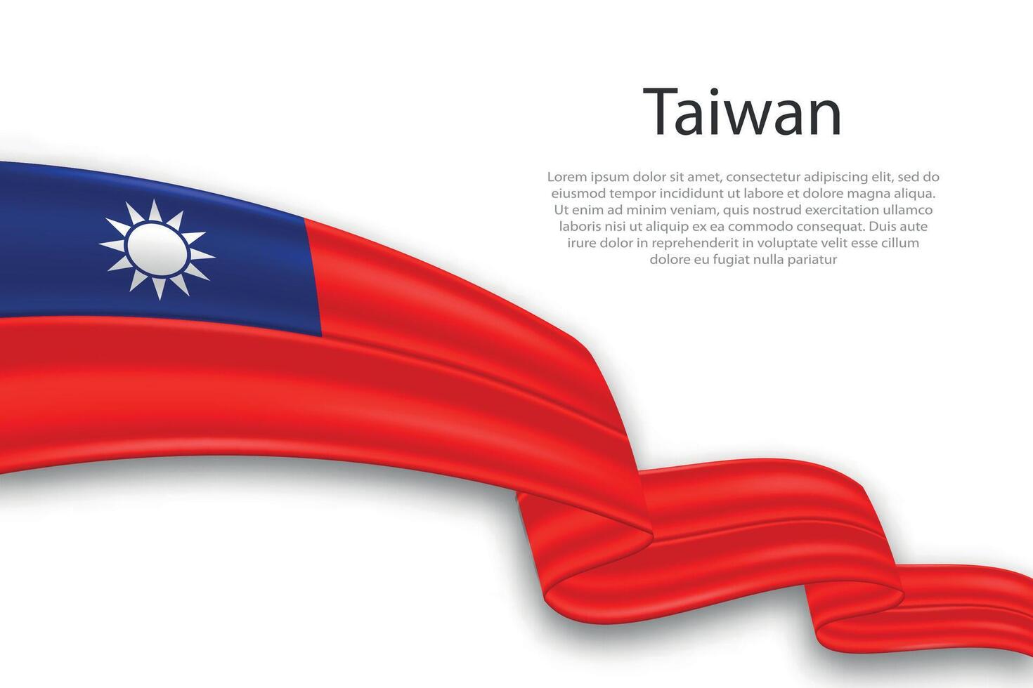 Abstract Wavy Flag of Taiwan on White Background vector