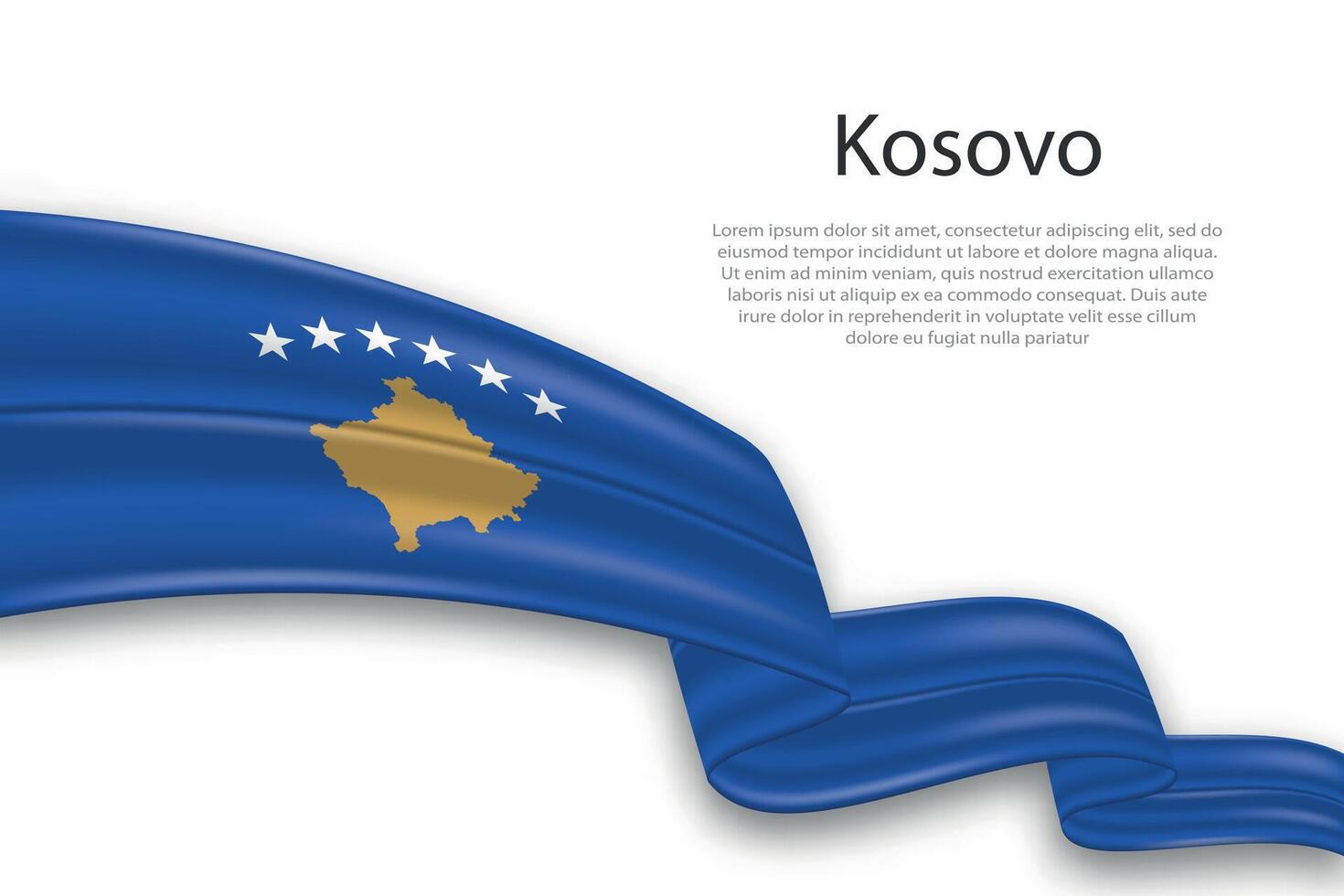 Abstract Wavy Flag of Kosovo on White Background vector