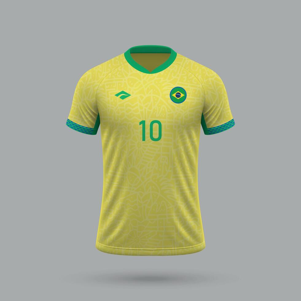 3d realistic soccer jersey Brazil national team 2024 vector