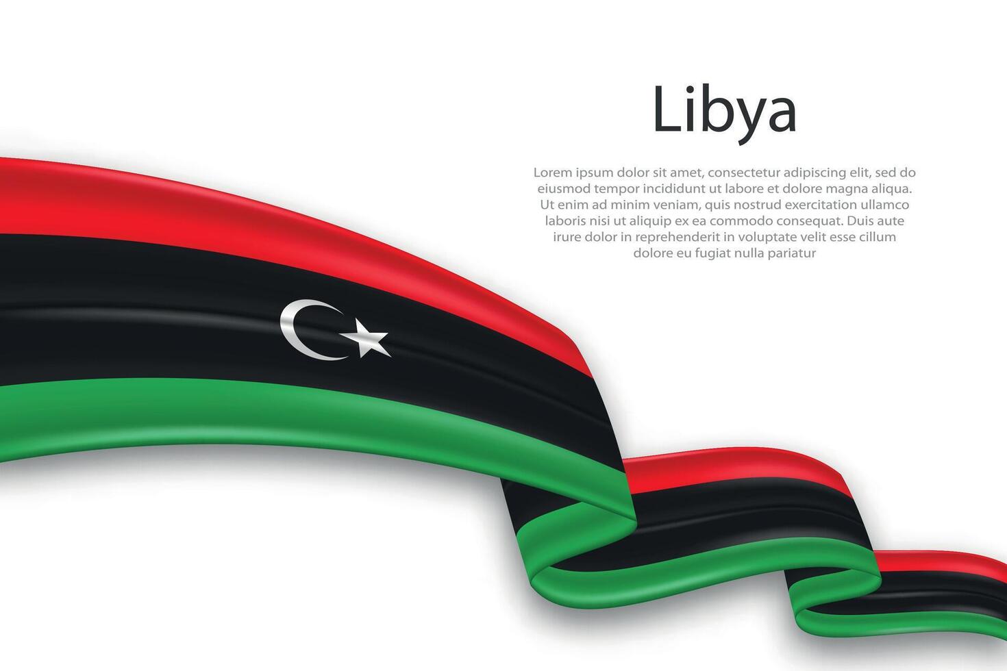 Abstract Wavy Flag of Libya on White Background vector