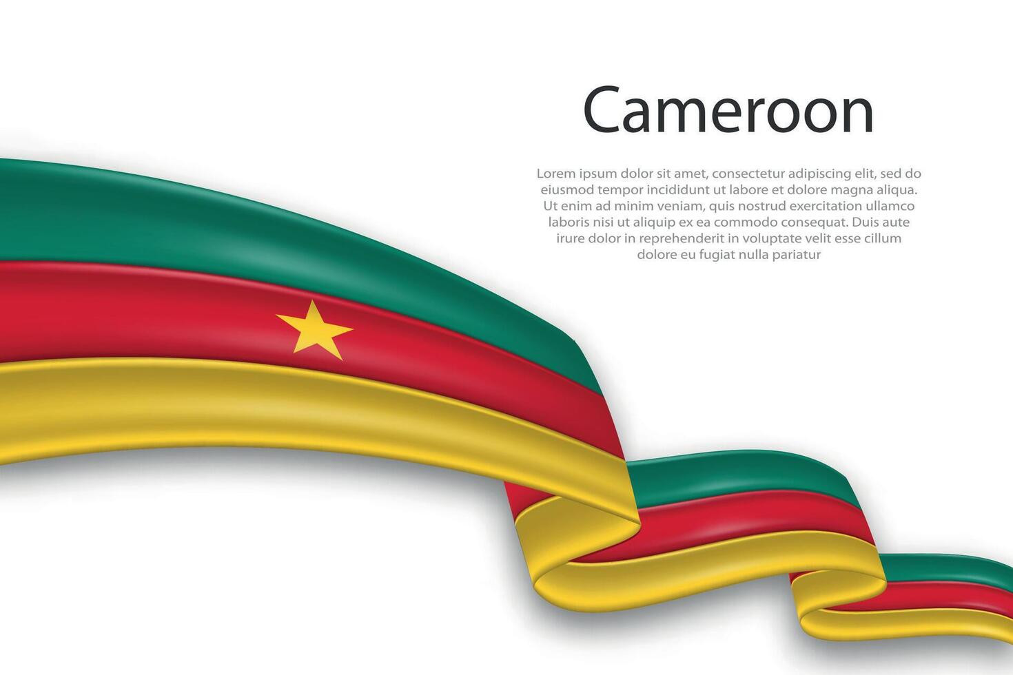 Abstract Wavy Flag of Cameroon on White Background vector