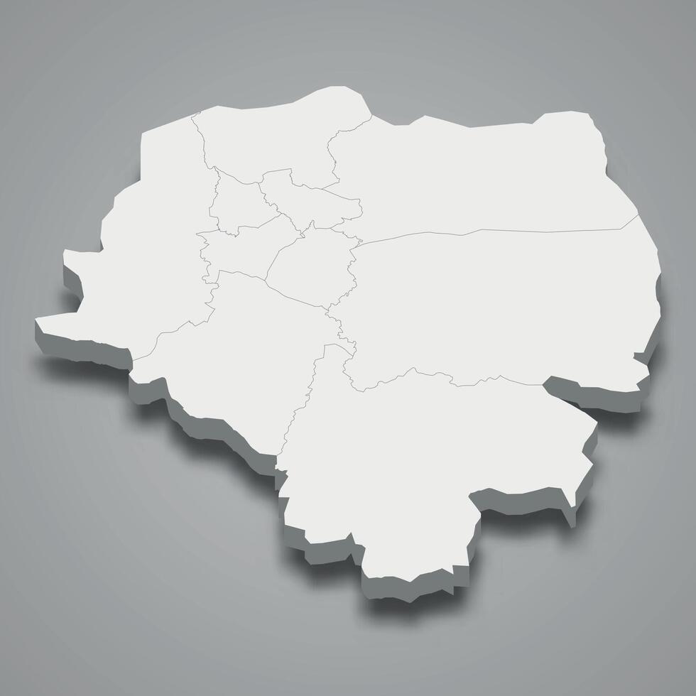3d isometric map of Addis Ababa is a region of Ethiopia vector