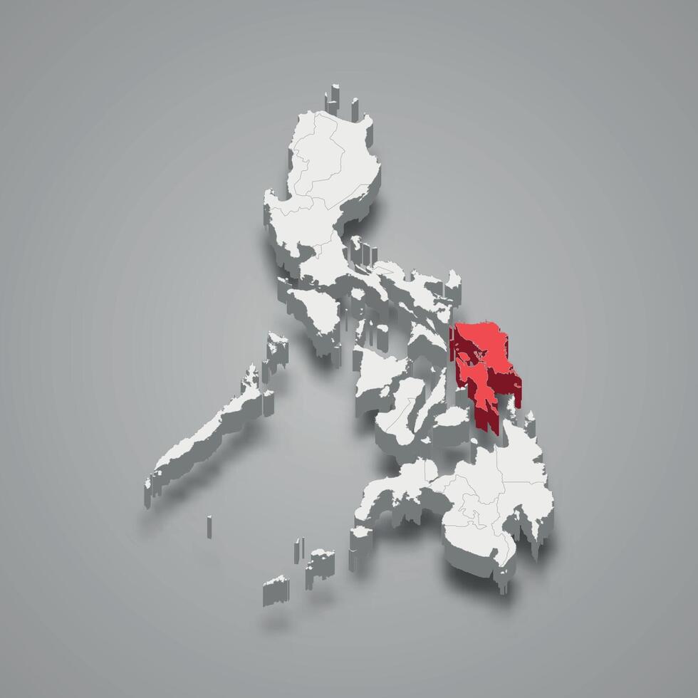 Eastern Visayas region location within Philippines 3d map vector