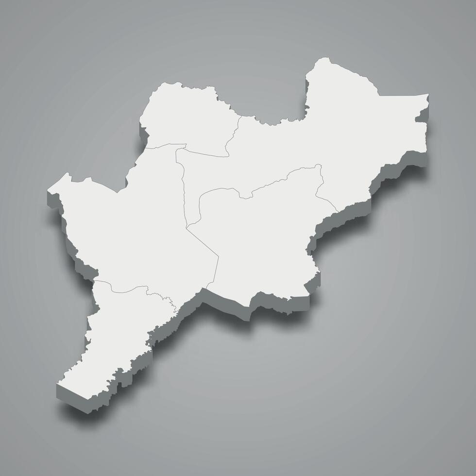 3d isometric map of Tonkpi is region of Ivory Coast vector