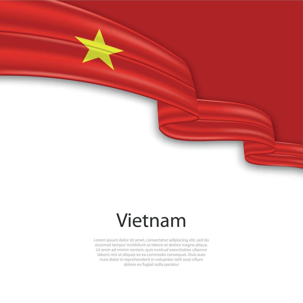 Waving ribbon with flag of Vietnam vector