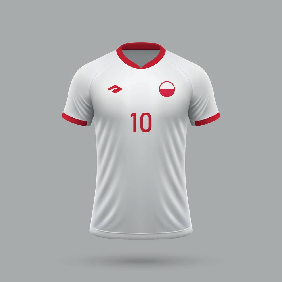 3d realistic soccer jersey Poland national team 2024 vector