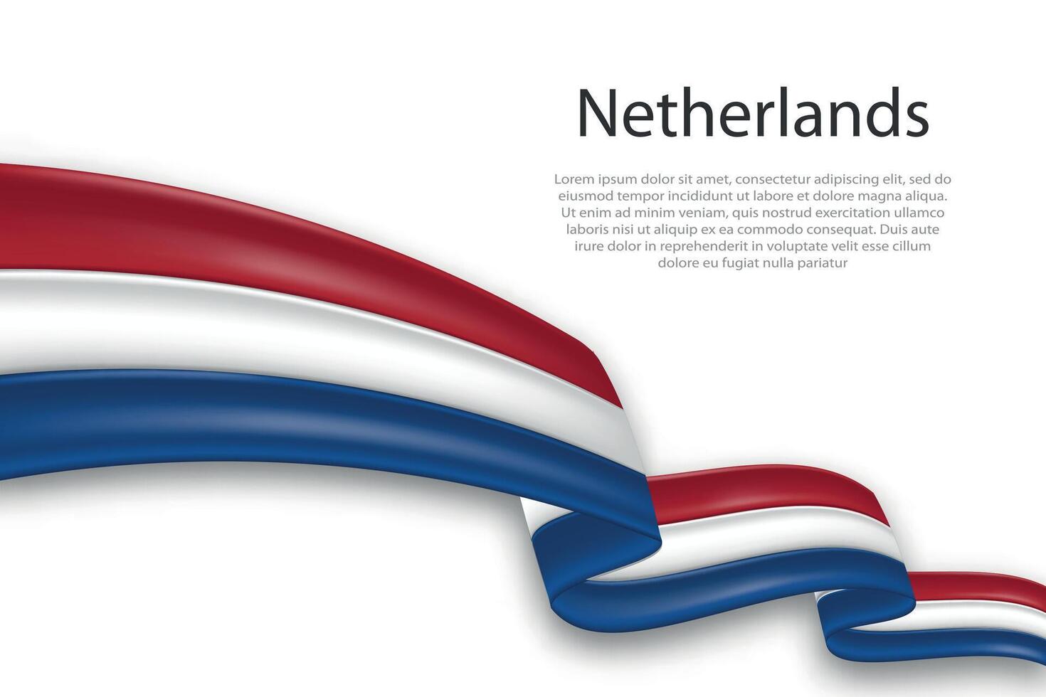 Abstract Wavy Flag of Netherlands on White Background vector