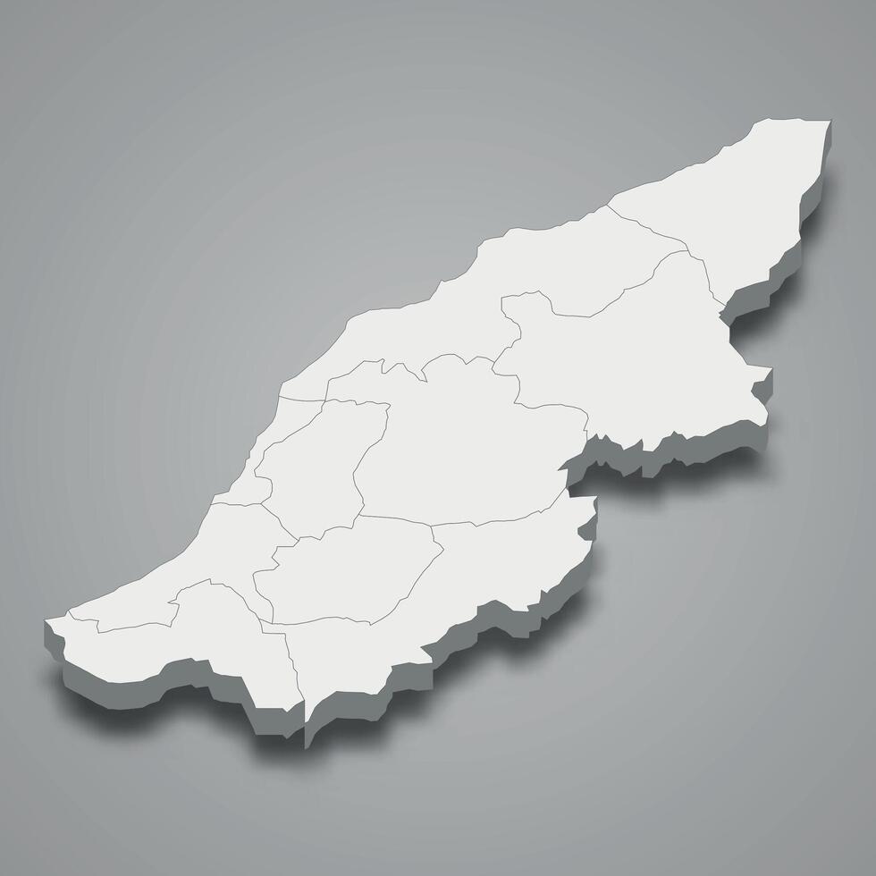 3d isometric map of Mostaganem is a region of Algeria vector