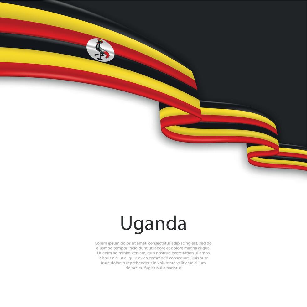 Waving ribbon with flag of Uganda vector