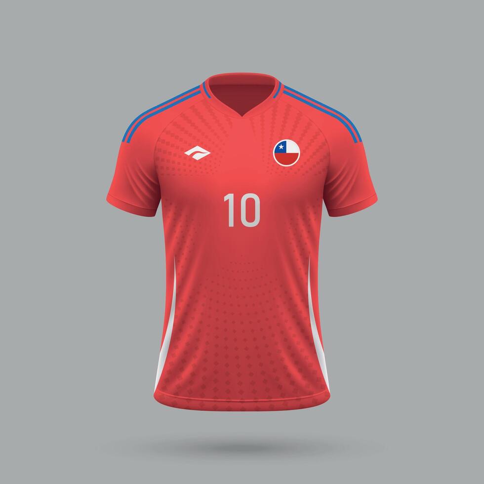 3d realistic soccer jersey Chile national team 2024 vector