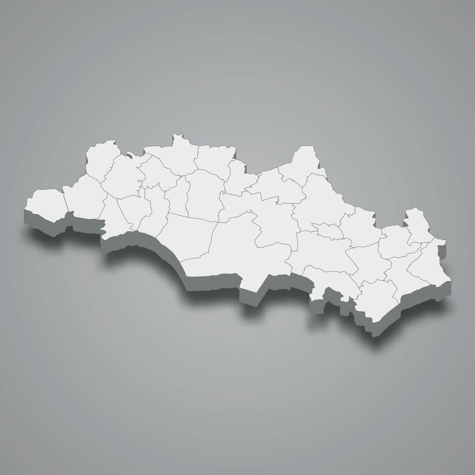 3d isometric map of Oum El Bouaghi is a region of Algeria vector