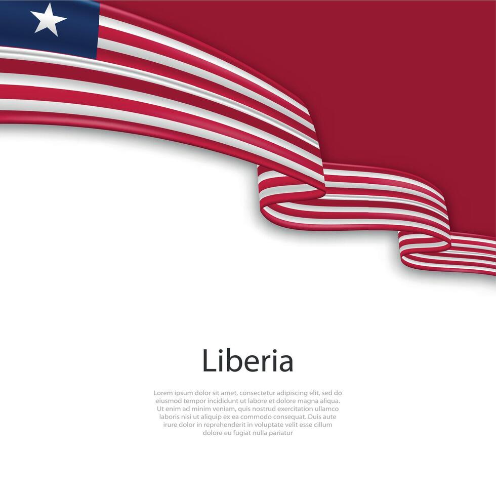 Waving ribbon with flag of Liberia vector