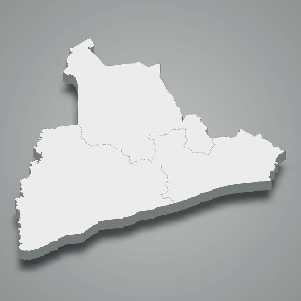 3d isometric map of Bas-Sassandra is autonomous districts of Ivory Coast vector