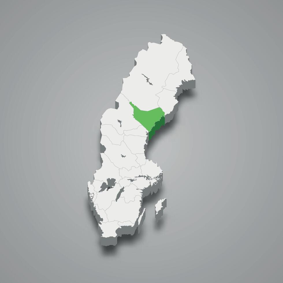 Angermanland historical province location within Sweden 3d map vector
