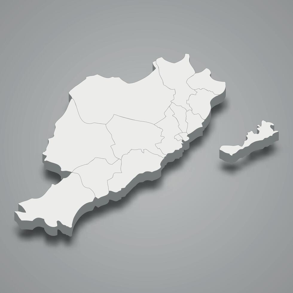 3d isométrica mapa de sfax es un gobernación de Túnez vector