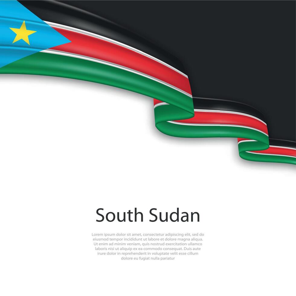 Waving ribbon with flag of South Sudan vector