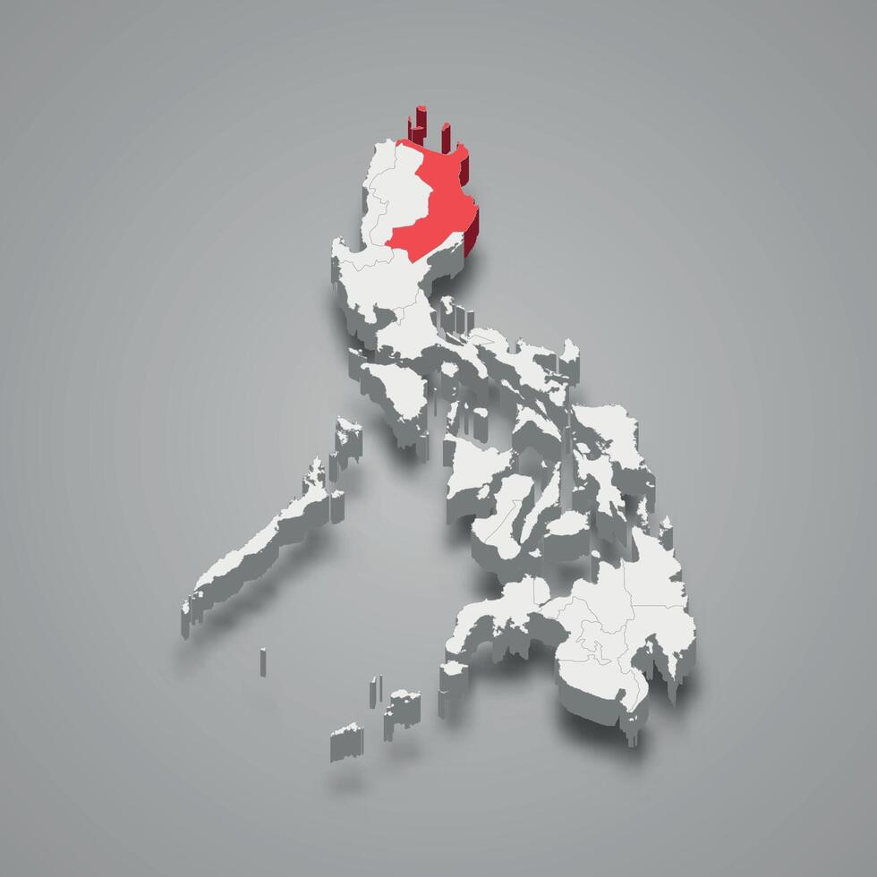 Cagayan Valley region location within Philippines 3d map vector