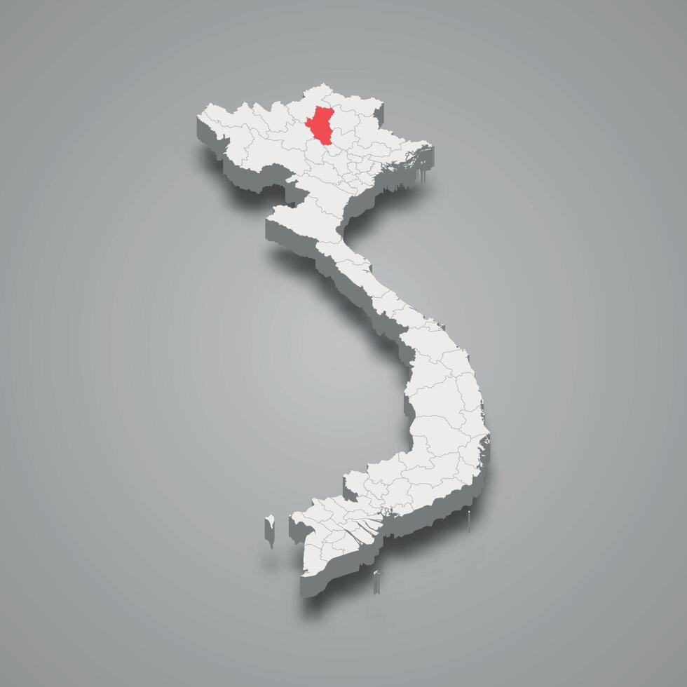 Tuyen Quang region location within Vietnam 3d map vector