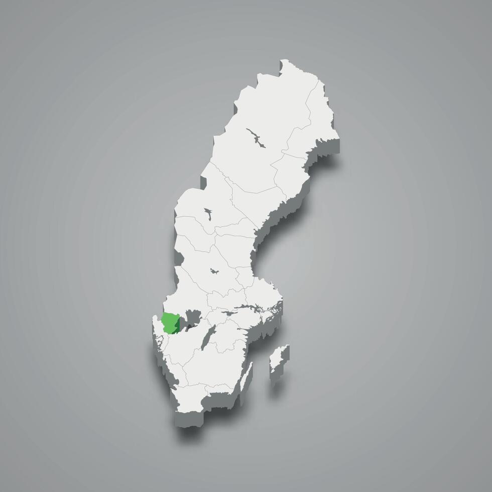 Dalsland historical province location within Sweden 3d map vector