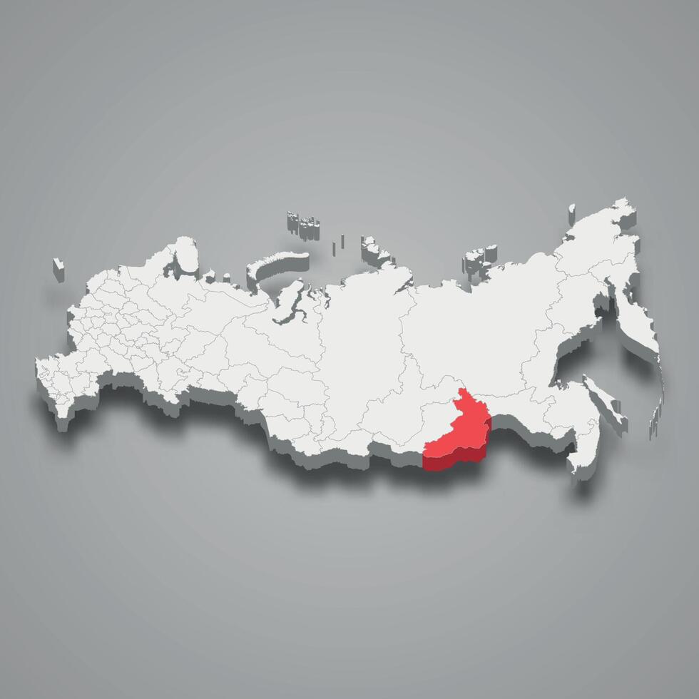 Zabaykalsky region location within Russia 3d map vector