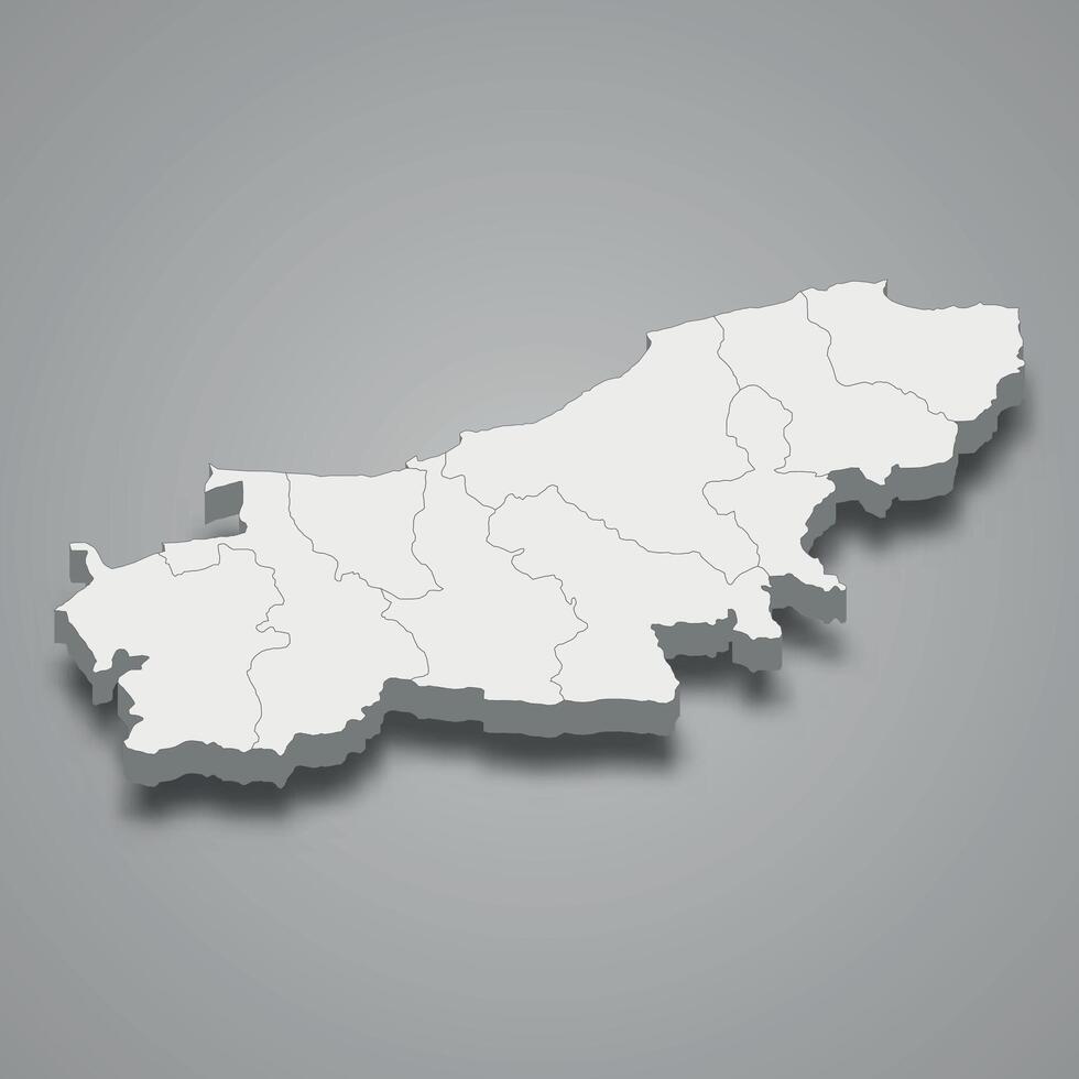 3d isometric map of Boumerdes is a region of Algeria vector