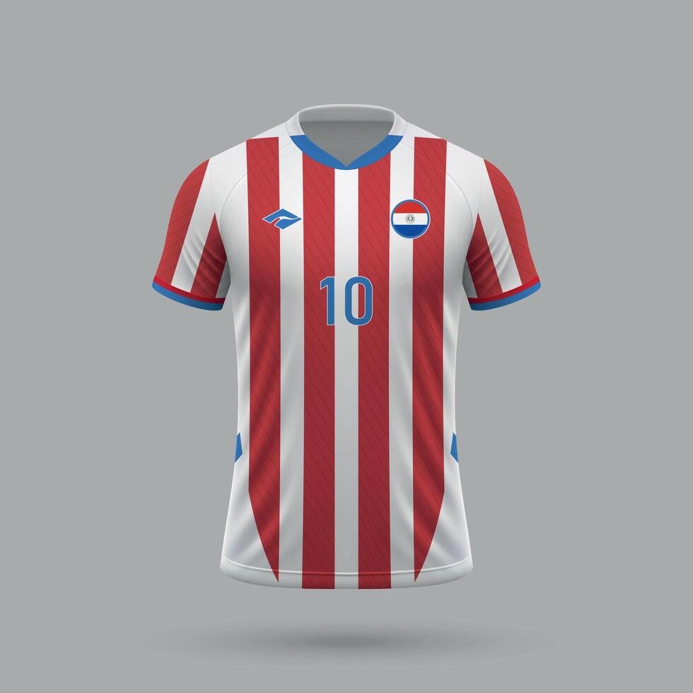 3d realistic soccer jersey Paraguay national team 2024 vector