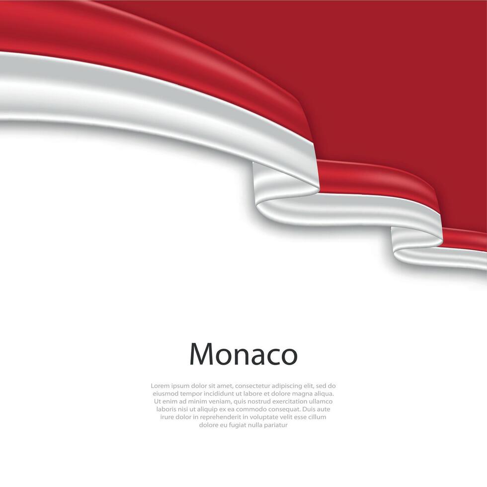 Waving ribbon with flag of Monaco vector