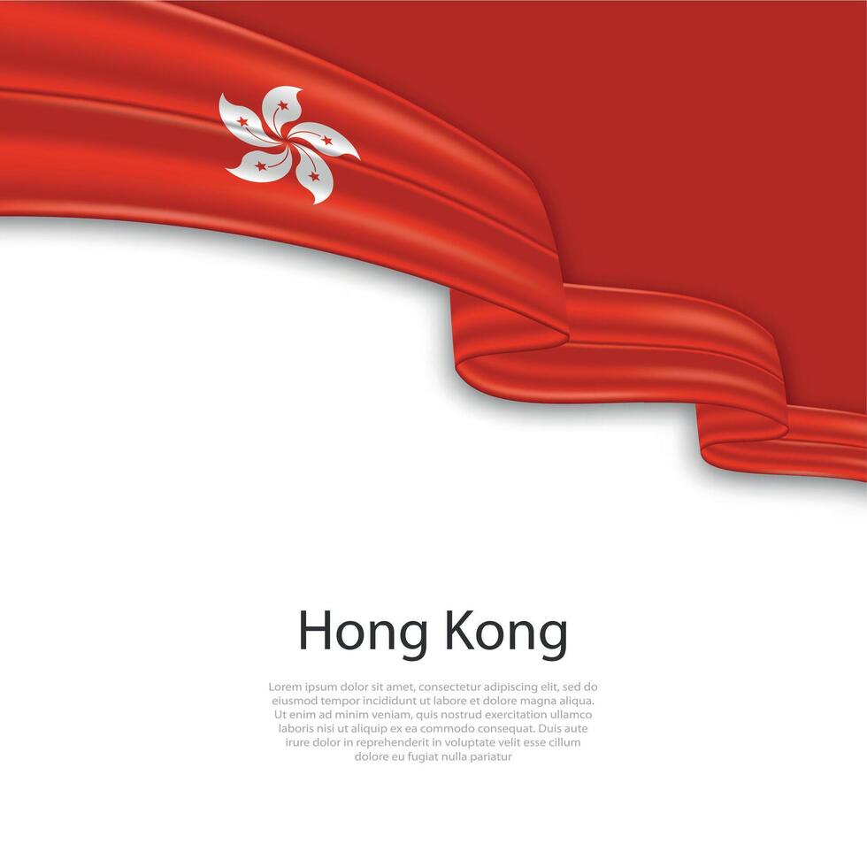 Waving ribbon with flag of Hong Kong vector