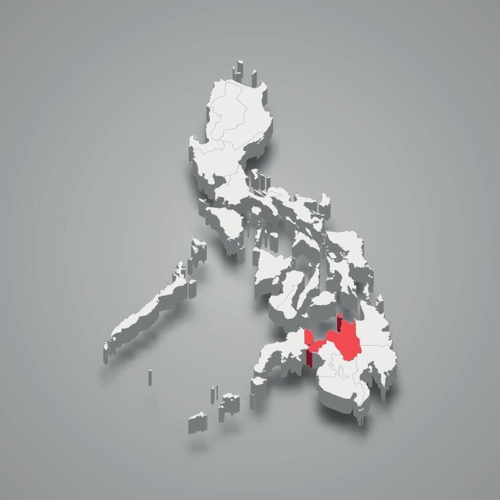 Northern Mindanao region location within Philippines 3d map vector