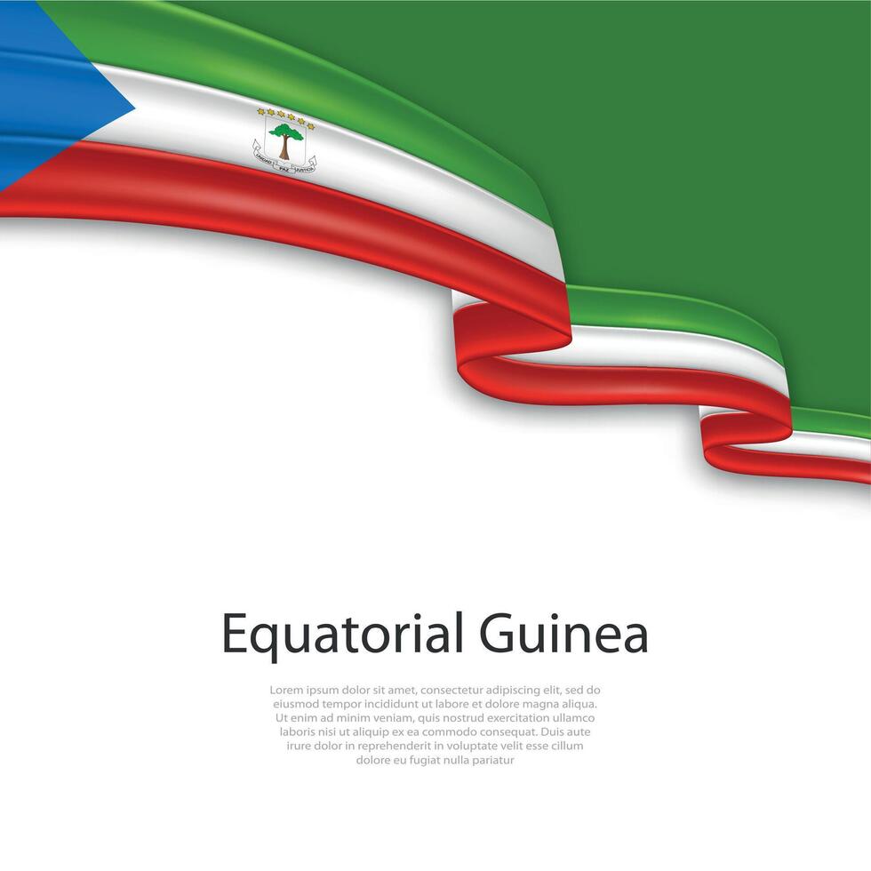 Waving ribbon with flag of Equatorial Guinea vector