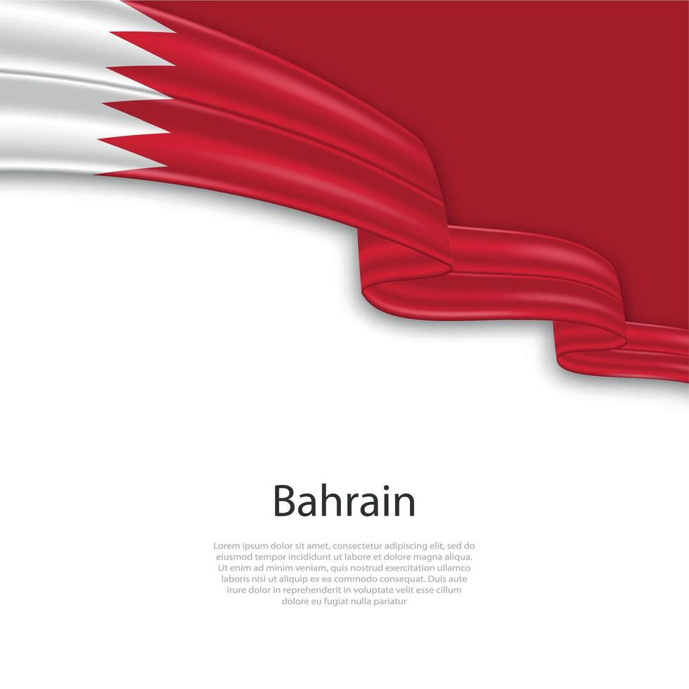 Waving ribbon with flag of Bahrain vector