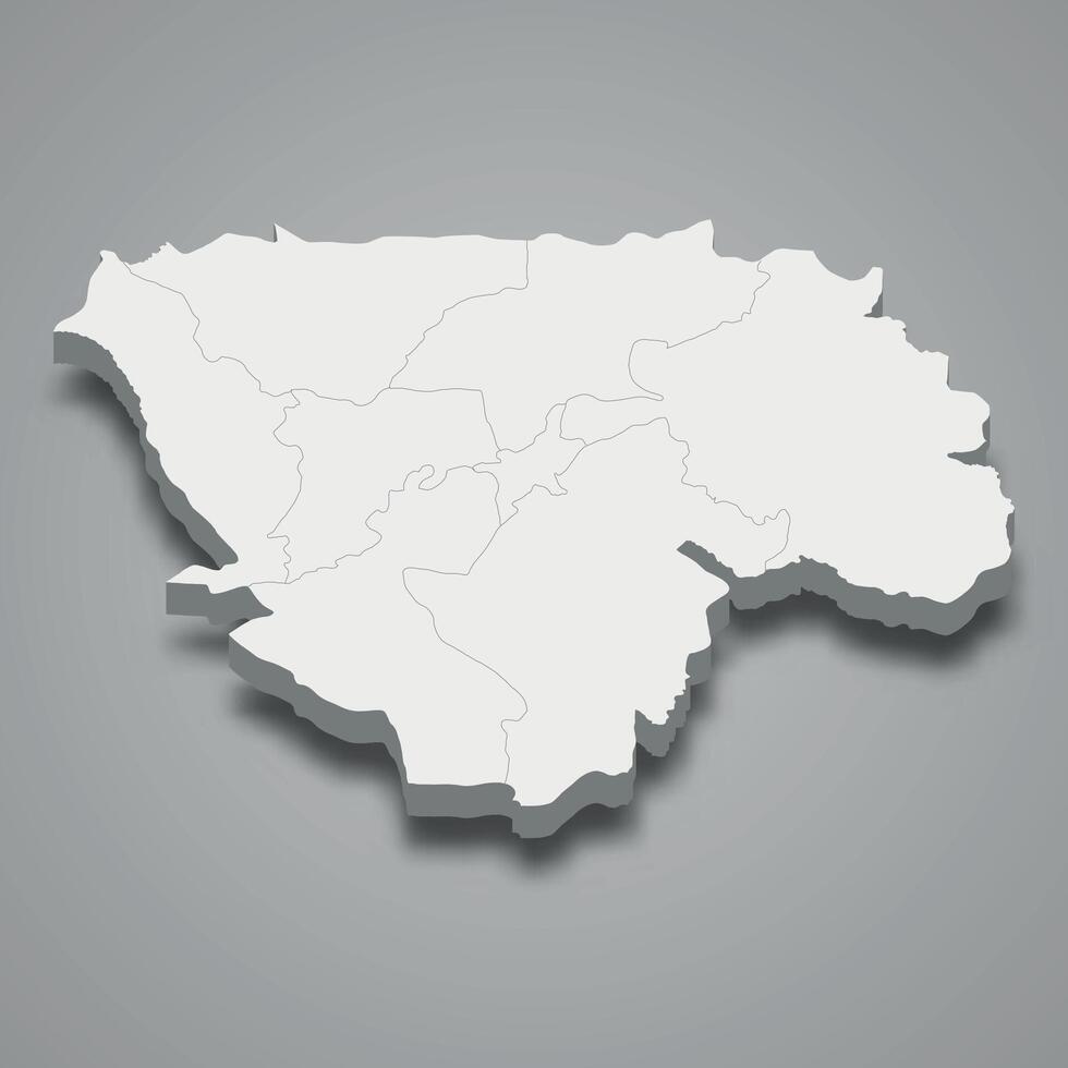 3d isometric map of Tshopo is a region of DR Congo vector