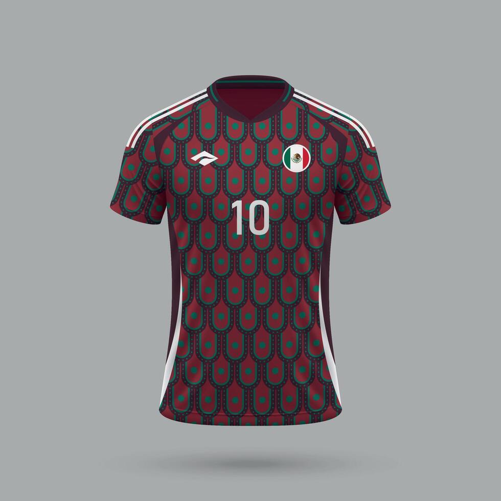 3d realistic soccer jersey Mexico national team 2024 vector