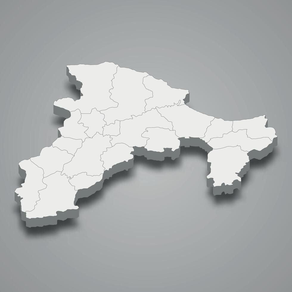 3d isometric map of Bejaia is a region of Algeria vector