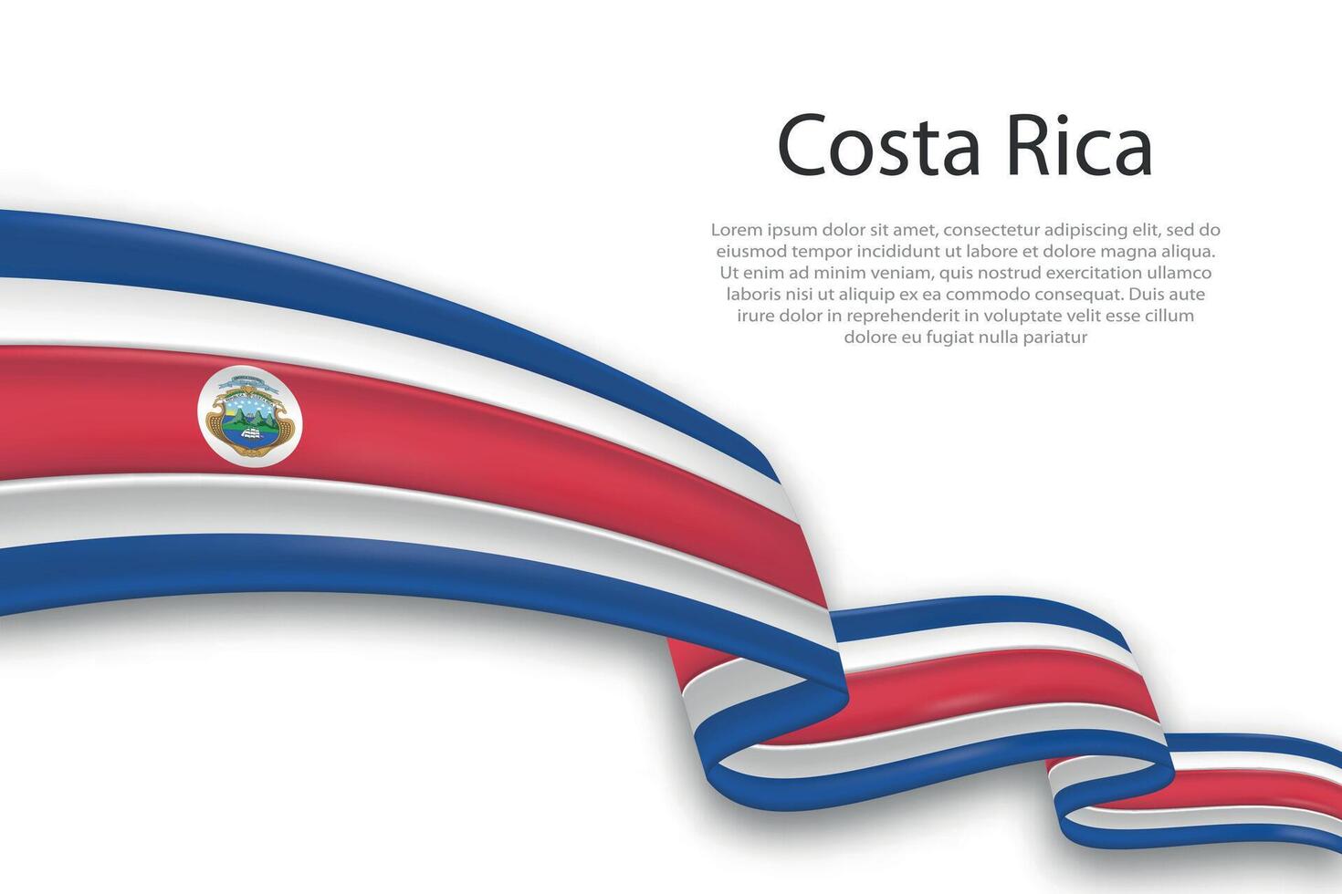 Abstract Wavy Flag of Costa Rica on White Background vector