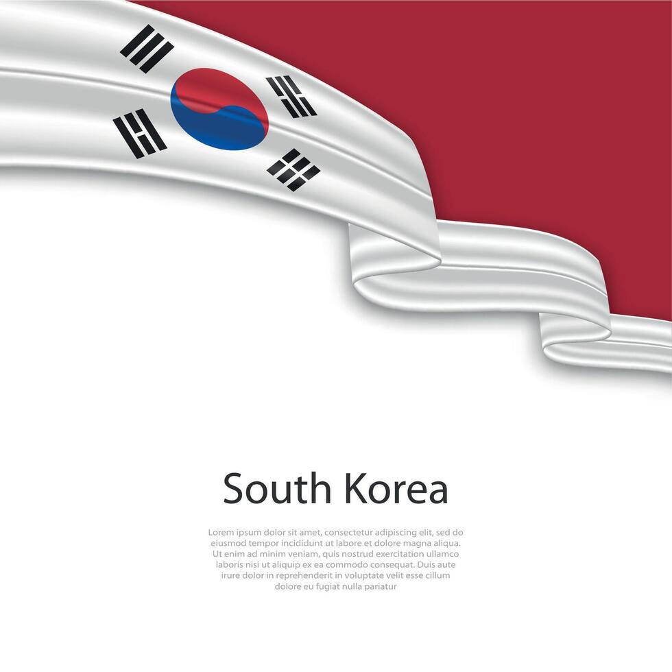 Waving ribbon with flag of South Korea vector