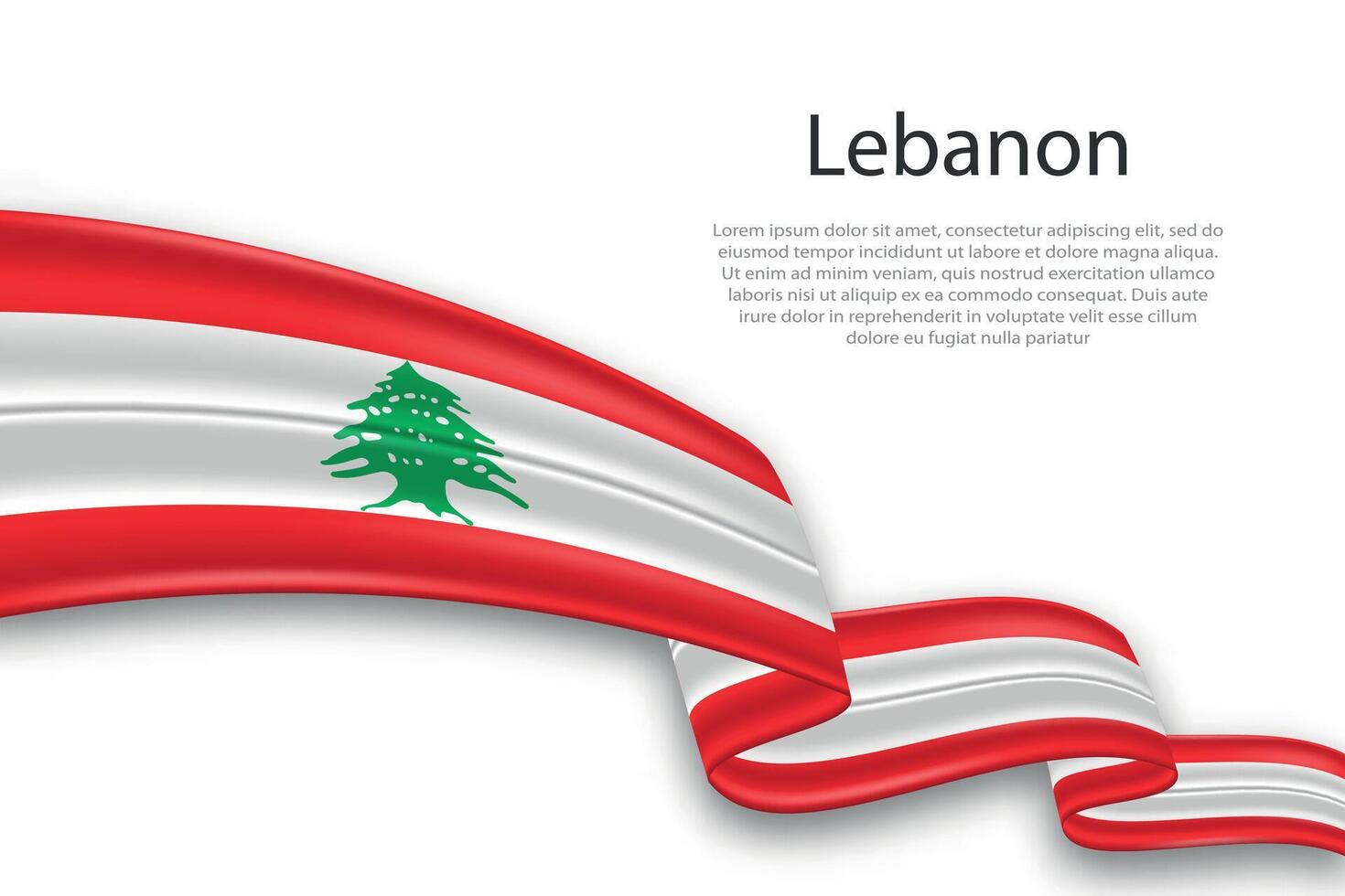 Abstract Wavy Flag of Lebanon on White Background vector