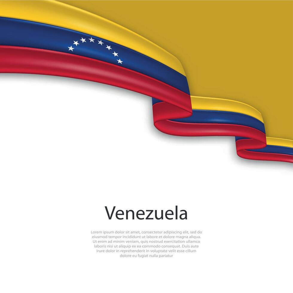Waving ribbon with flag of Venezuela vector