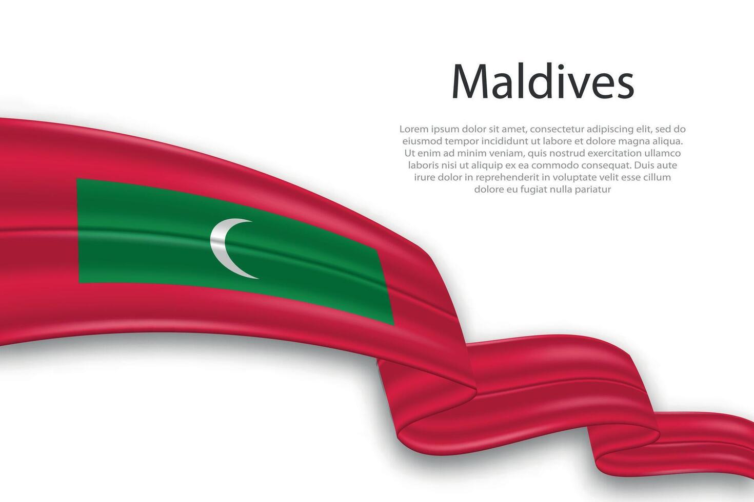 Abstract Wavy Flag of Maldives on White Background vector