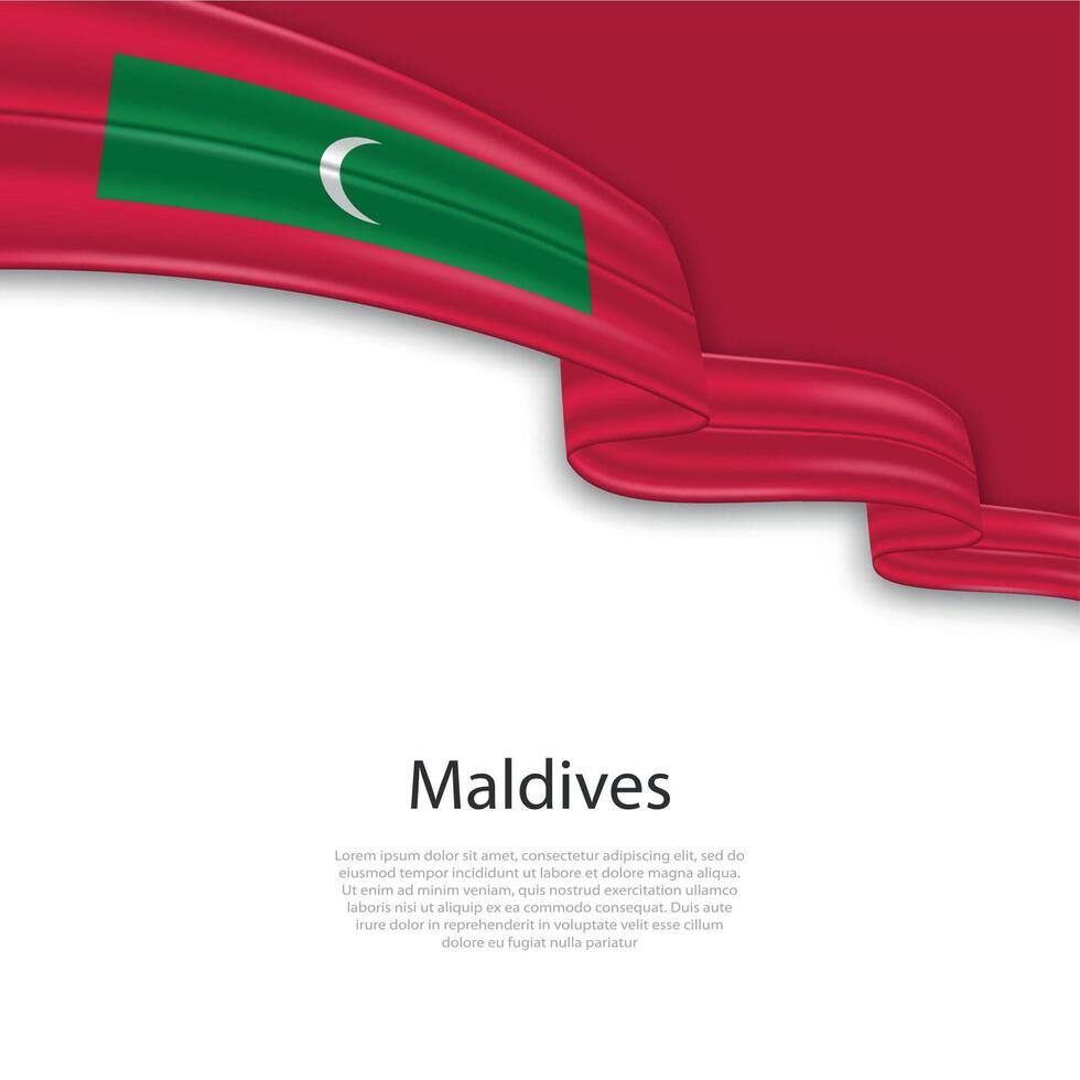 Waving ribbon with flag of Maldives vector