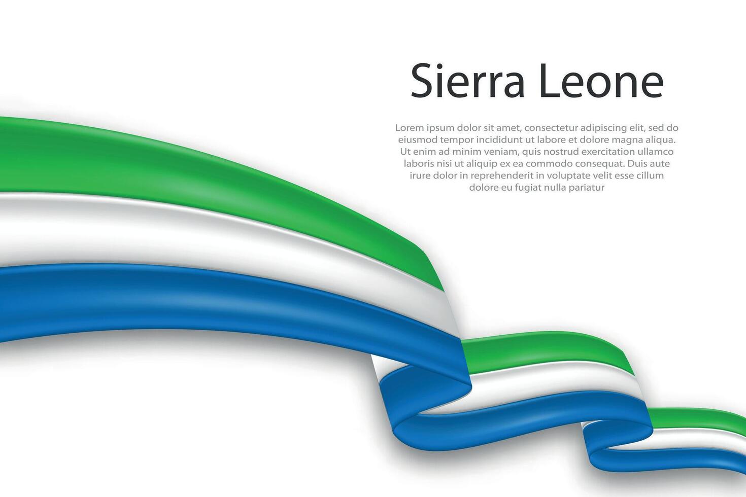 Abstract Wavy Flag of Sierra Leone on White Background vector