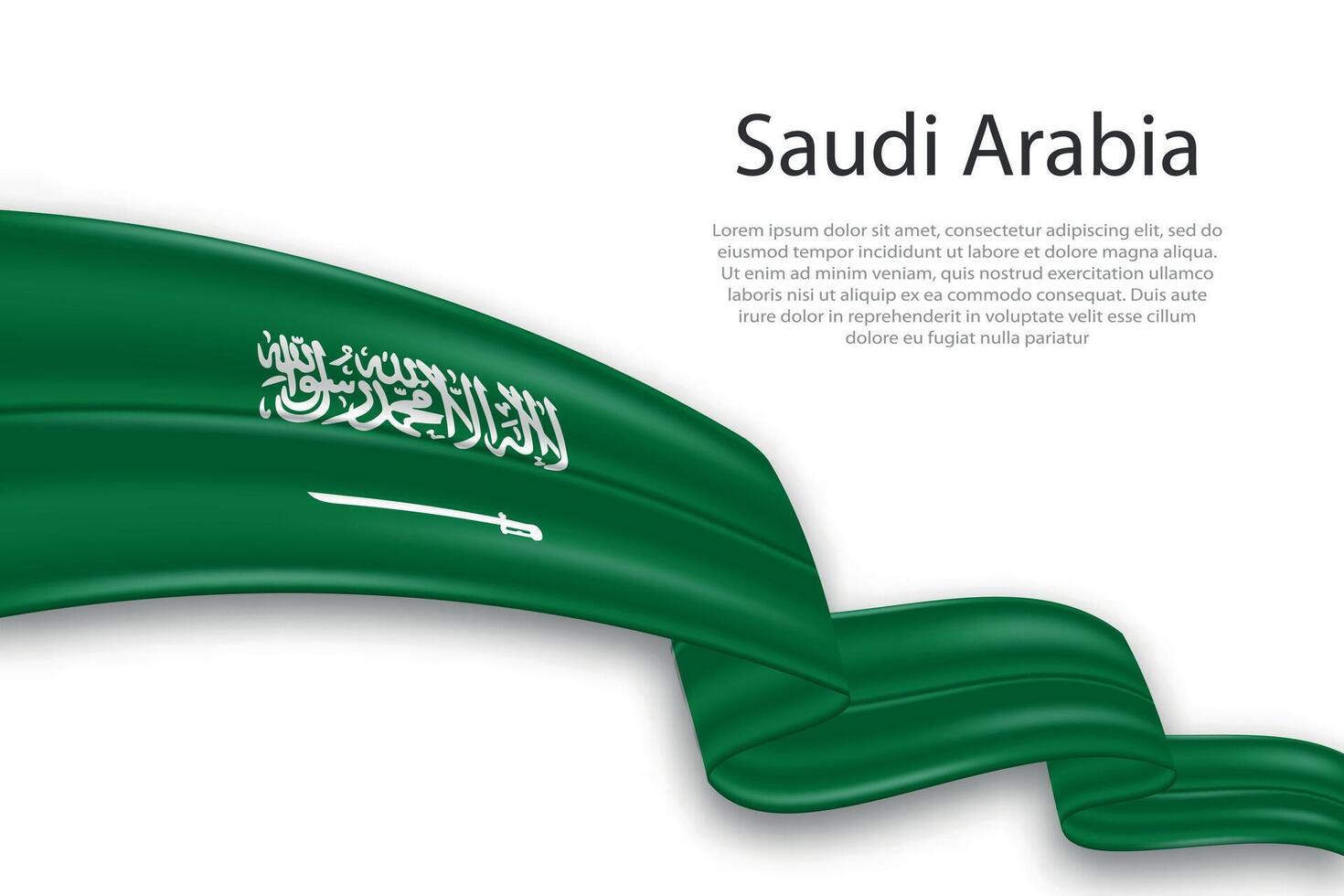 Abstract Wavy Flag of Saudi Arabia on White Background vector